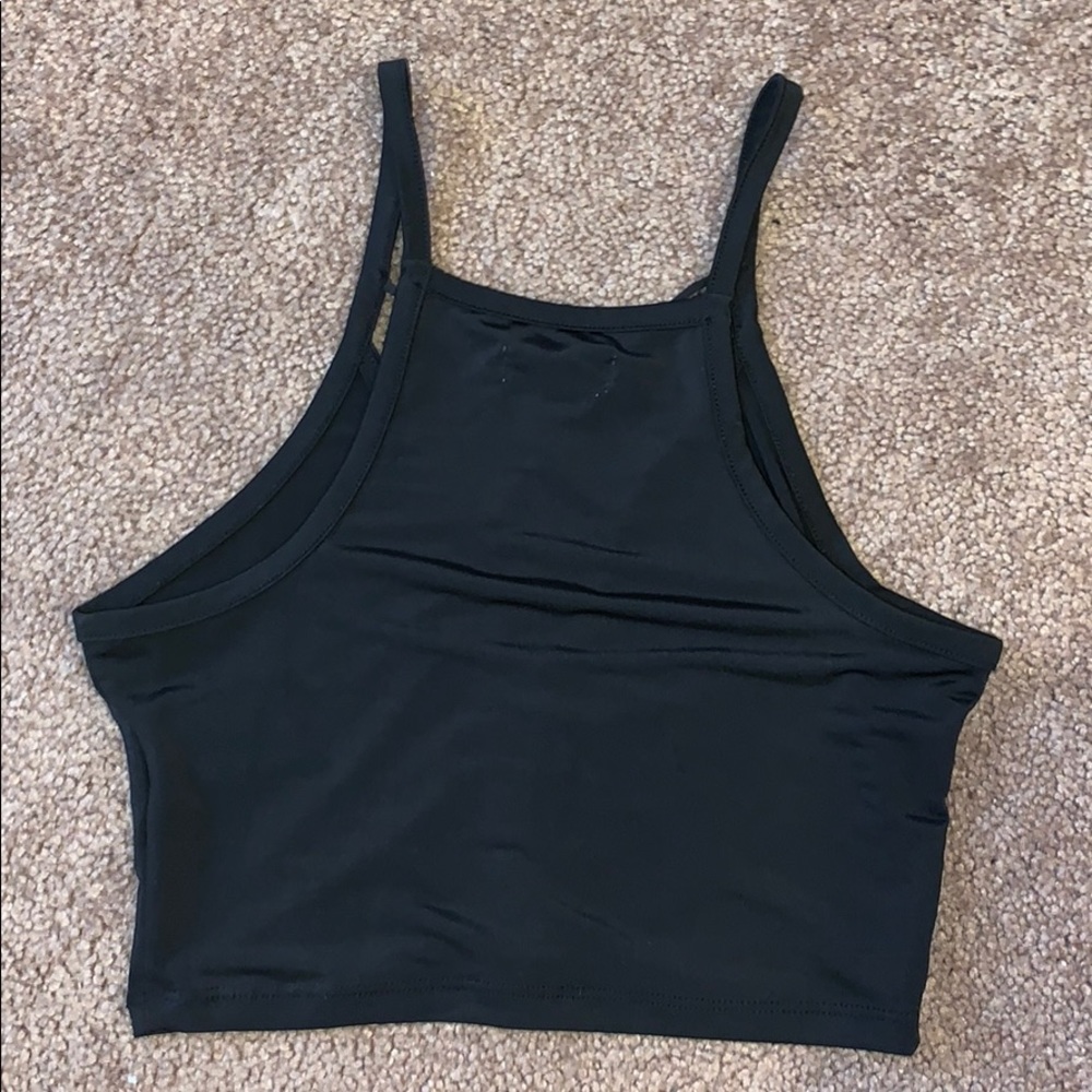 Black lace up crop top - Picture 3 of 3